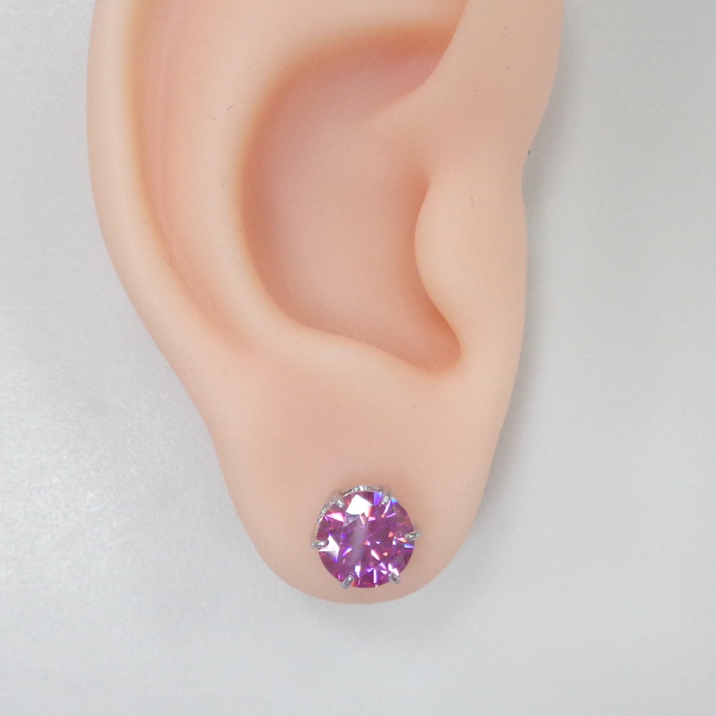 Серебряные серьги-пусеты с розовыми муассанитами